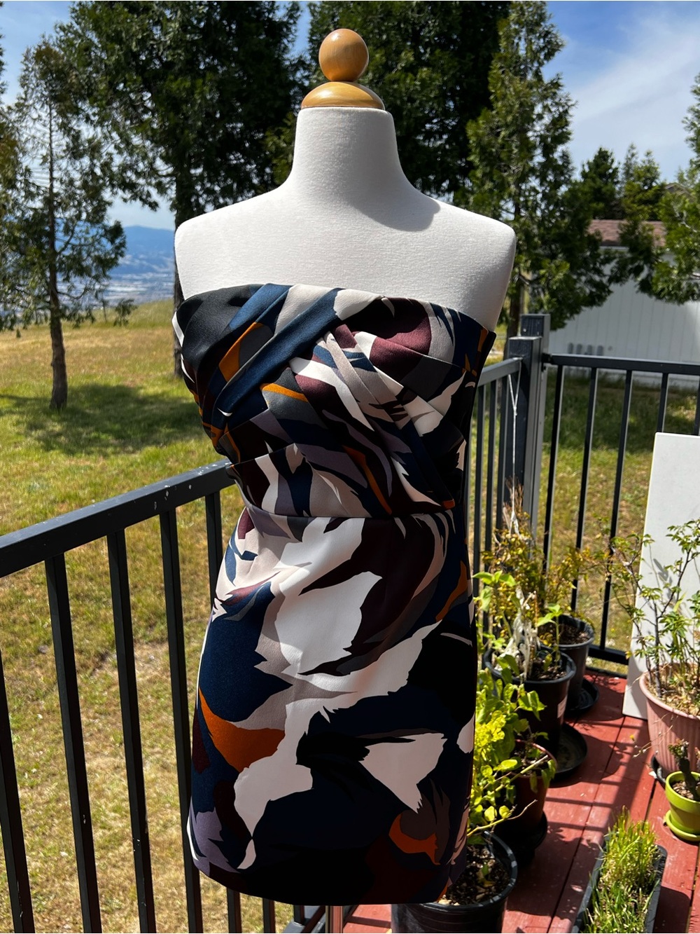 REISS Women's Size XS Bodycon Short Multicolor Strapless Dress Excellent
